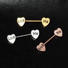 1入組字母細節愛心裝飾乳環 - 金黃色 - 查看 3