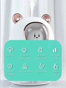 1入組ABS可愛動物裝飾台式霧化補水器適用於家庭 - 白色 - 查看 3