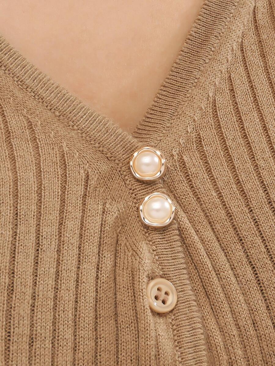 2入組假珍珠裝飾胸針 - 金色 - 查看 1