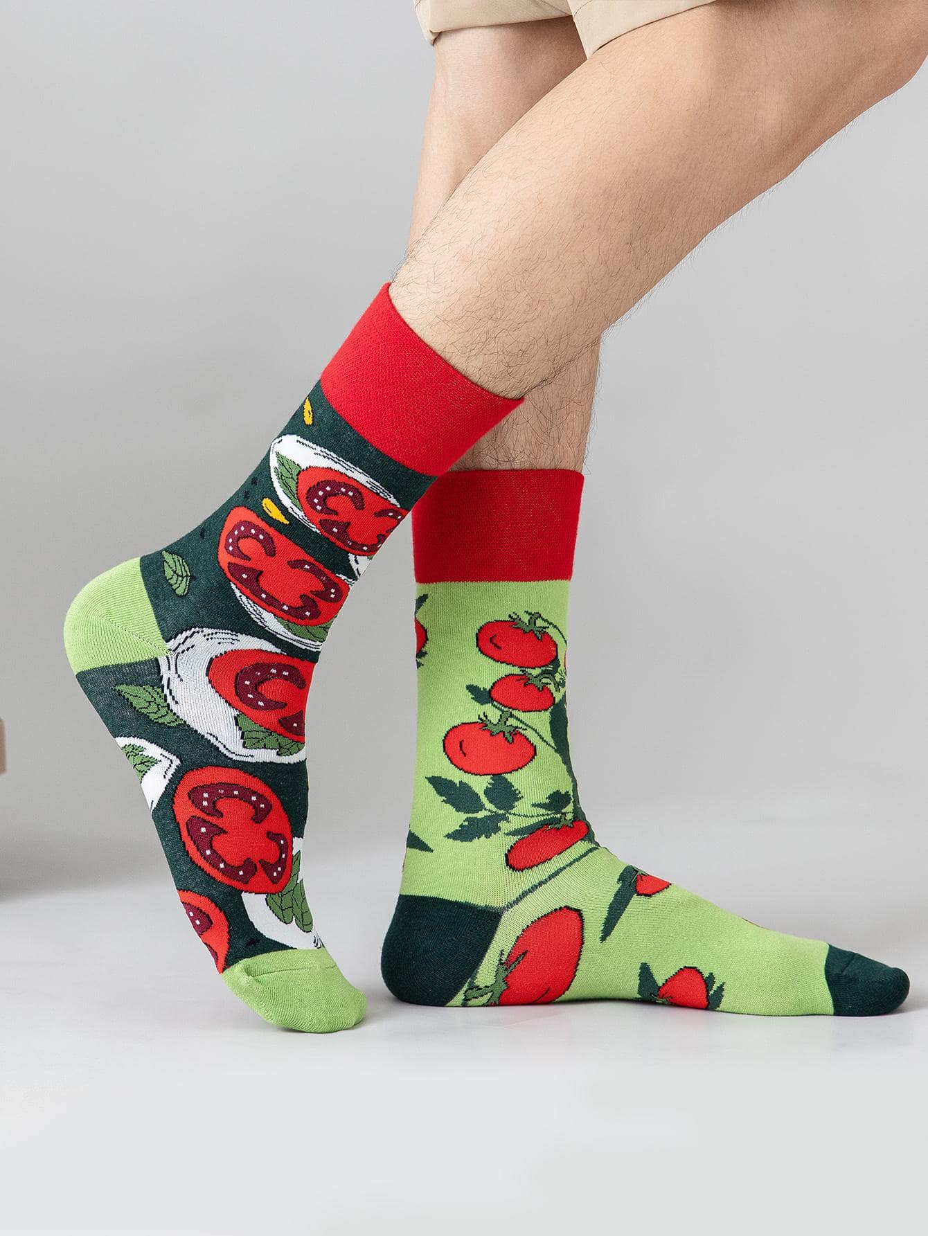 1 Par De Calcetines De Media Pantorrilla Con Patrón De Letras Jacquard De Ab - Multicolor - Ver 1