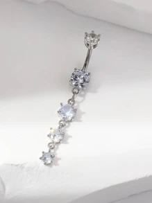 Cubic Zirconia Decor Navel Belly Ring