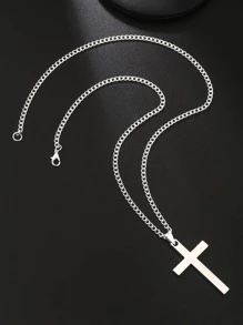 Men Geometric Pendant Necklace - Silver - View 2