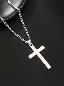 Men Geometric Pendant Necklace - Silver - View 4