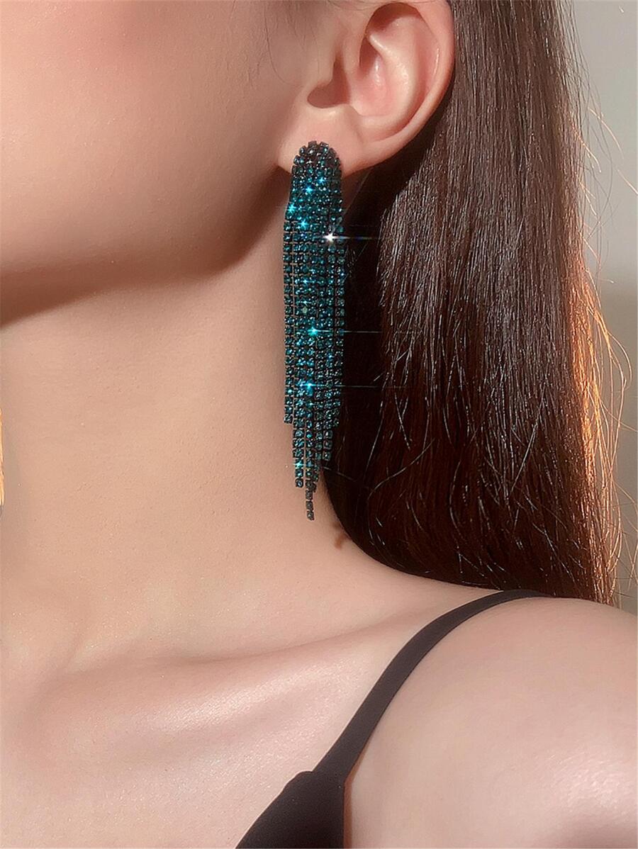 Brinco De Cristal Com Franjas Longas E Cores Do Arco-íris Para Mulheres, 1 Par