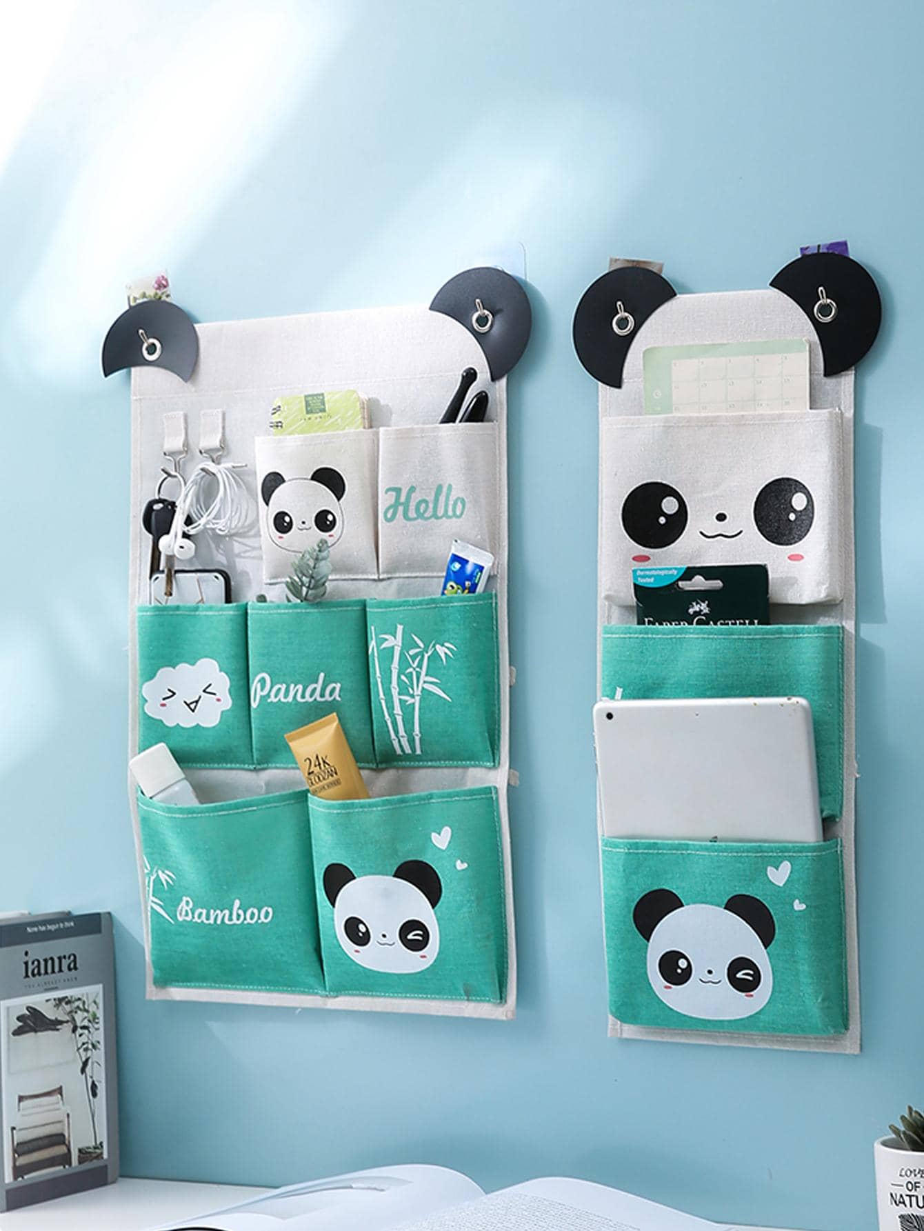 1pc Panda Pattern Wall Hanging Storage Bag - Multicolor - View 1