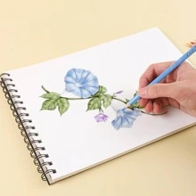 1入組幾何圖案螺旋素描本，現代便攜式學生素描本 - 白色 - 查看 6