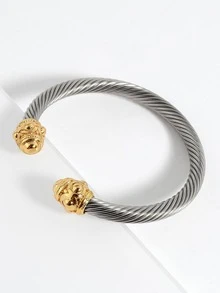 1 pieza Pulsera abierta de acero inoxidable girante - Multicolor - Ver 6