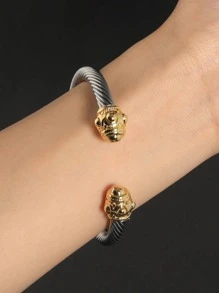 1 pieza Pulsera abierta de acero inoxidable girante - Multicolor - Ver 2