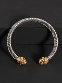 1 pieza Pulsera abierta de acero inoxidable girante - Multicolor - Ver 3