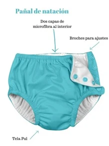 BABYBAMBOO 2 Pañales de piscina de tela de algodón (talla: 6 -12 meses), calzón entrenador, calzón de piscina o natación - Azul - Ver 2
