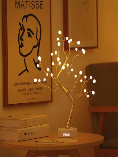 Lámpara Árbol Bonsái Decoración Interior 36 Luz Led Perla