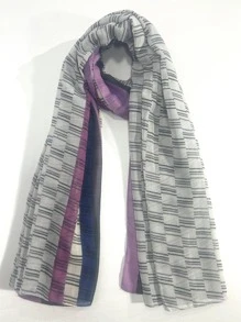 1入組女士格紋圖案時尚圍巾日常裝飾 - 彩色 - 查看 2