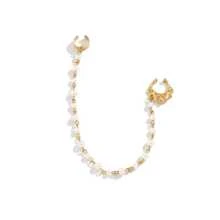 1pc Faux Pearl Decor Ear Cuff With Nose Cuff - Gold - View 3