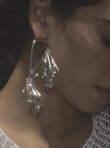 花耳墜 - 銀色 - 查看 3