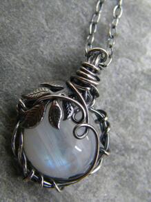 Moonstone Charm Necklace - Silver - View 2
