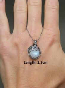 Moonstone Charm Necklace - Silver - View 3