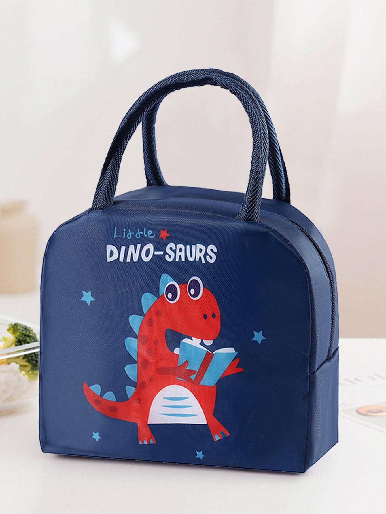 1pc Dinosaur Pattern Lunch Bag - Navy Blue - View 1