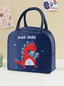 1pc Dinosaur Pattern Lunch Bag - Navy Blue - View 4