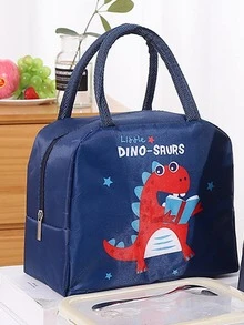 1pc Dinosaur Pattern Lunch Bag - Navy Blue - View 5