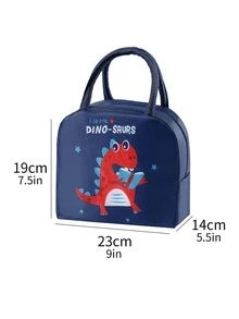 1pc Dinosaur Pattern Lunch Bag - Navy Blue - View 6