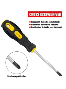 1pc Stainless Steel Screwdriver, Classic Magnetic Maintenance Tool For Household - Black - View 1
