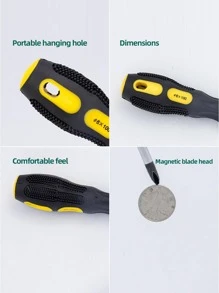 1pc Stainless Steel Screwdriver, Classic Magnetic Maintenance Tool For Household - Black - View 2