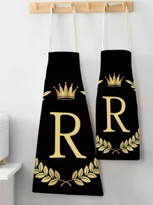 1pc Letter Graphic Apron - Multicolor - View 2