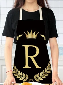 1pc Letter Graphic Apron - Multicolor - View 3