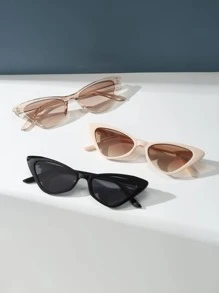 3pcs Retro Cat Eye Small Frame Fashion Eyeglasses For Men & Women, Classic Plastic Eyewear For Outdoor, Travel, Beach, Casual Wear - Multicolor - View 2