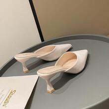 Women's Pointed Toe High Heel Slip-On Mule Sandals, Goddess Style Flat Slipper, New Spring Collection