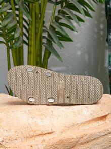 Fashion Gold Slippers For Women, Metallic Single Band Slides - Gold - View 6