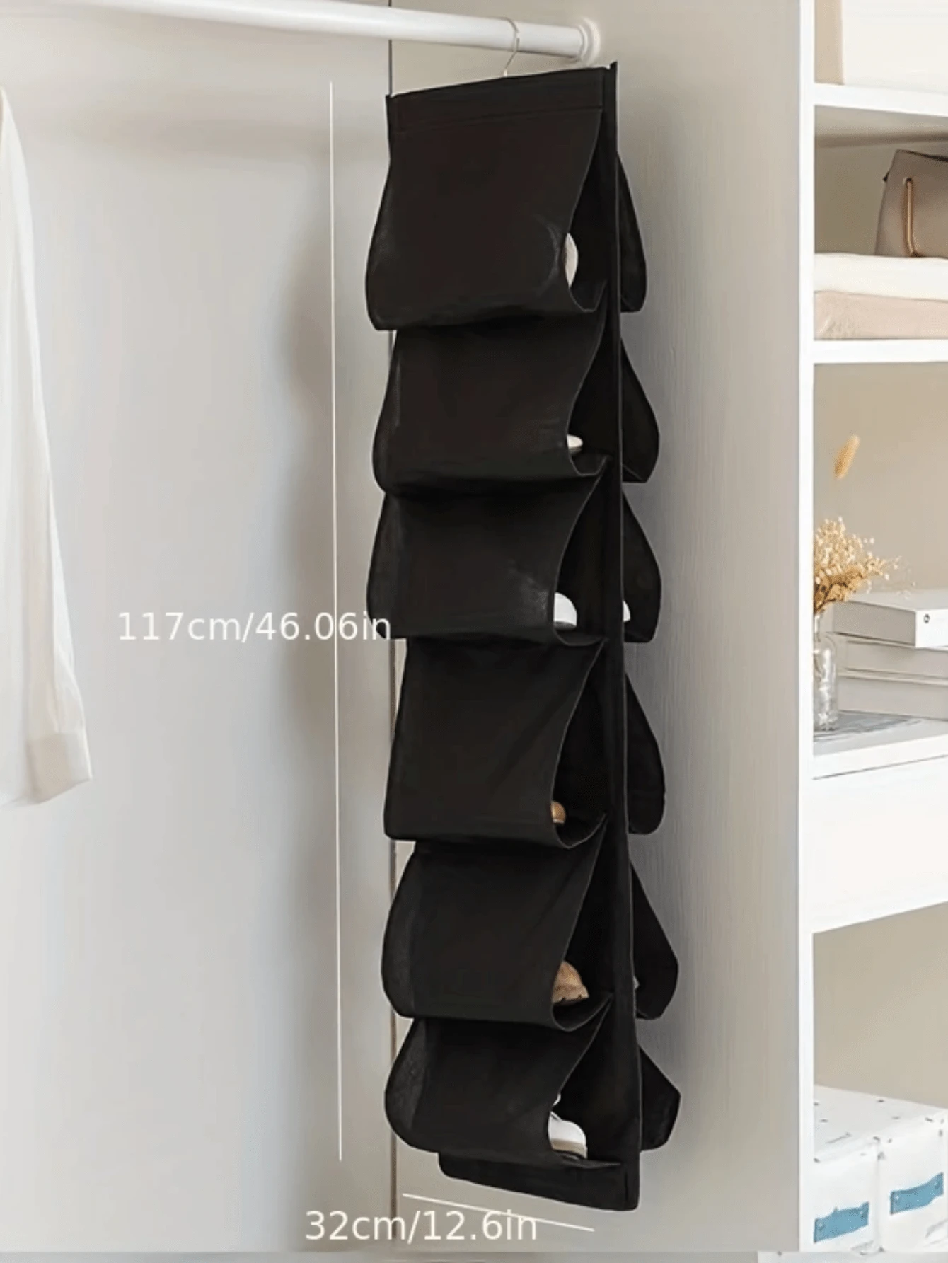1pc Solid Hanging Shoes Storage Bag, Minimalist Nonwoven Fabric Hanging Storage Bag For Home