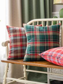 1 件格子图案靠垫套（无填充物），现代布艺装饰抱枕套，适用于客厅、家居装饰 - 彩色 - 查看 3