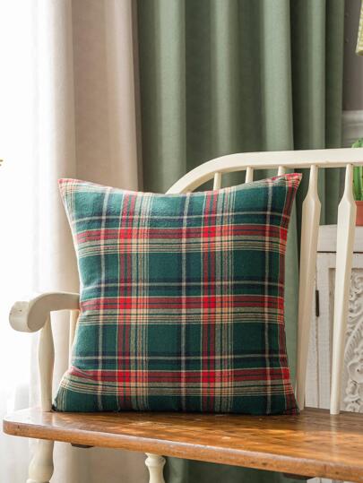 1pc Plaid Pattern Cushion Cover Without Filler, Modern Fabric Decorative Throw Pillow Case For Living Room, Home Decor
