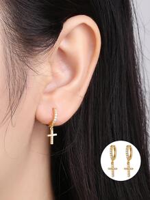 Pendants D'Oreilles Design Croix Zircone Cubique