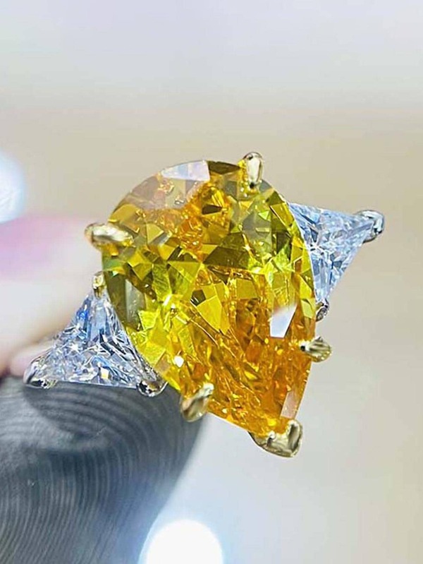 Cubic Zirconia Waterdrop Decor Ring SHEIN USA