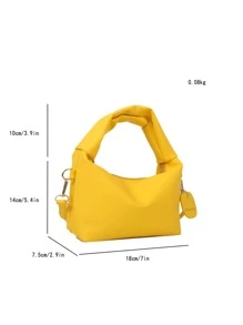 Túi Hobo tối giản Màu vàng neon Phong cách sôi nổi Chi tiết xếp nếp - Màu vàng - Xem 8