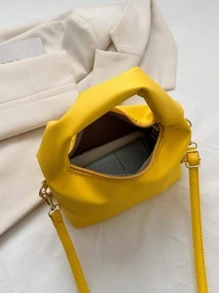Túi Hobo tối giản Màu vàng neon Phong cách sôi nổi Chi tiết xếp nếp - Màu vàng - Xem 7