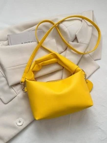 Túi Hobo tối giản Màu vàng neon Phong cách sôi nổi Chi tiết xếp nếp - Màu vàng - Xem 6