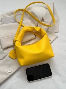 Túi Hobo tối giản Màu vàng neon Phong cách sôi nổi Chi tiết xếp nếp - Màu vàng - Xem 5