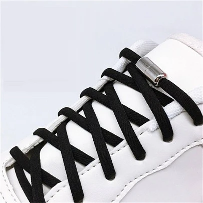 DIEKLSJFK 2pcs Black No-Tie Shoelaces With Buckle, Modern No-Tie Shoelaces For Sneakers,Casual Shoes,White Shoes,Basketball Shoes,Trainers Running Shoes Summer