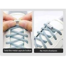 DIEKLSJFK 2 件装带扣黑色免系带鞋带，现代免系带鞋带，适合运动鞋、休闲鞋、白鞋、篮球鞋、训练鞋、跑步鞋夏季 - 黑色 - 查看 4