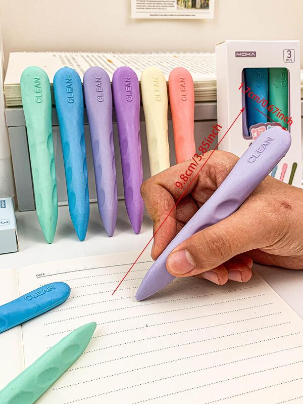 3pcs Plain Eraser Set, Modern Portable Eraser For Student SHEIN USA