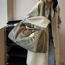 涂鸦图案时尚旅行包 便携式干湿分离 适合短途旅行 沙滩包 夏季旅行必备品 度假必备品 夏季配件 旅行收纳包 医院包 露营必备品 - 綠色 - 查看 9