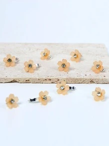 10pcs Rhinestone Flower Hair Clips, Braided Hair Clips, Women Hair Accessories, Vacation Outfits Woman, Looks Of Party - Apricot - View 2