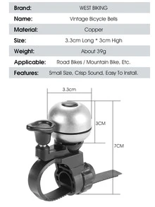 1pc Two Tone Copper Cycling Bicycle Bell - Silver - View 3