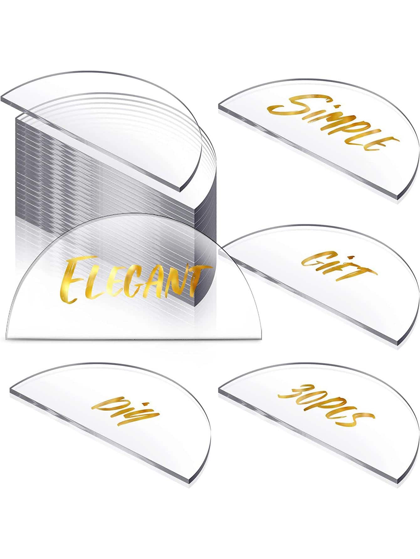 10pcs Clear PMMA Blank Wedding Seat Card - White - View 1