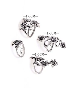 4 cái/bộ Nhẫn trang trí hoa - Màu Bạc Cổ - Xem 4