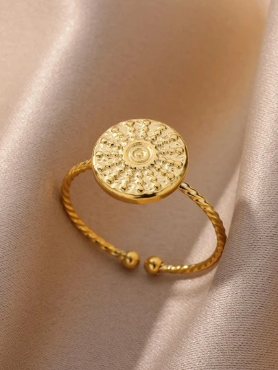 Round Decor Cuff Ring
