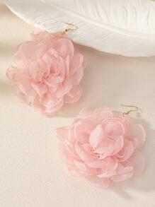 1 Đôi Vải Dây Hoa Hồng Hoa Phantom Hoa Hoa Tai Giọt Cho Nữ - Hồng - Xem 2